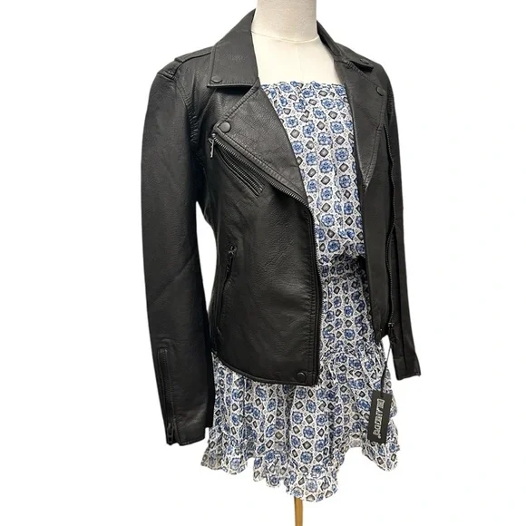 BLANK NYC Moto Jacket Vegan Leather Matte Black Onyx Women’s Size XS Small NEW - Picture 7 of 15